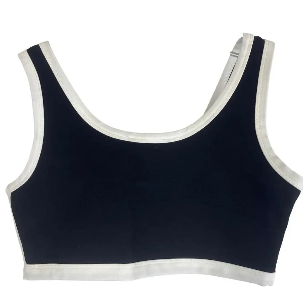 Revolve All The Ways Black White Outline Sports Bra Crop Top Size Medium